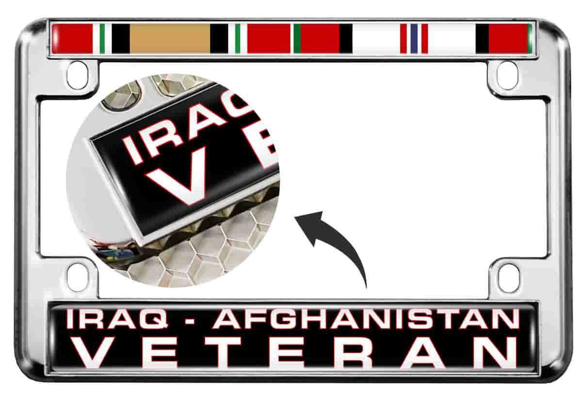 Iraq - Afghanistan Veteran - Motorcycle Metal License Plate Frame